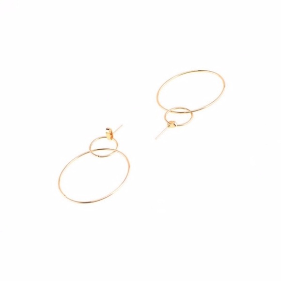 Gold Double Hoop Statement Earrings - Picture 4 of 4
